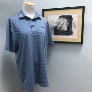 Under Armour Blue and Gray Striped MEN’S Golf Shirt